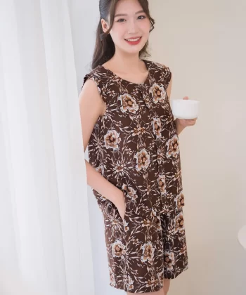 Bộ đùi mặc nhà chất Lanh Tre cổ tròn tay cánh tiên