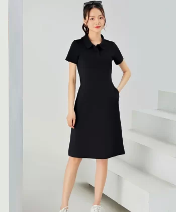 Đầm polo Selen dáng A chất liệu waffle thoáng mát cổ đức túi sườn