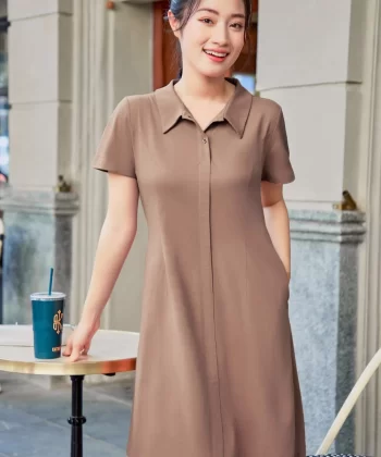 Đầm polo dáng A Selen chất cotton, cổ đức không chân nẹp giả lịch sự