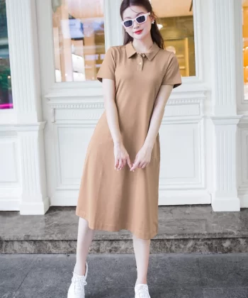 Alternative view of Đầm Polo nữ chất vải lacoste dáng dài chữ A cổ đức