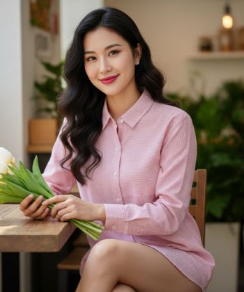 Áo Sơ Mi Kẻ Hồng Form Hàn Quốc